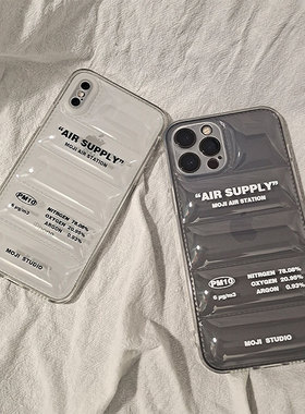 原创透明气囊适用iPhone15promax/14pro/13mini/12/ 苹果XR手机壳 se情侣新款11苹果12透明羽绒壳