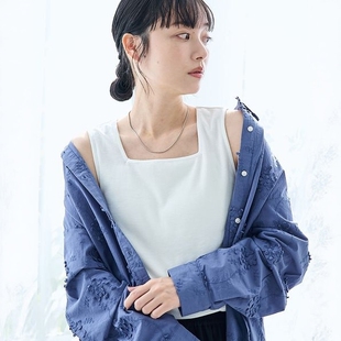夏季日系方领罗纹坑条速干干爽显瘦百搭叠穿纯色针织背心
