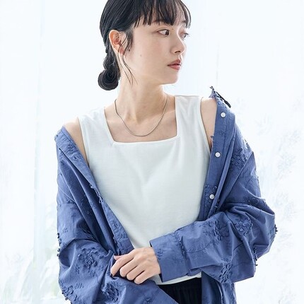 夏季日系方领罗纹坑条速干干爽显瘦百搭叠穿纯色针织背心