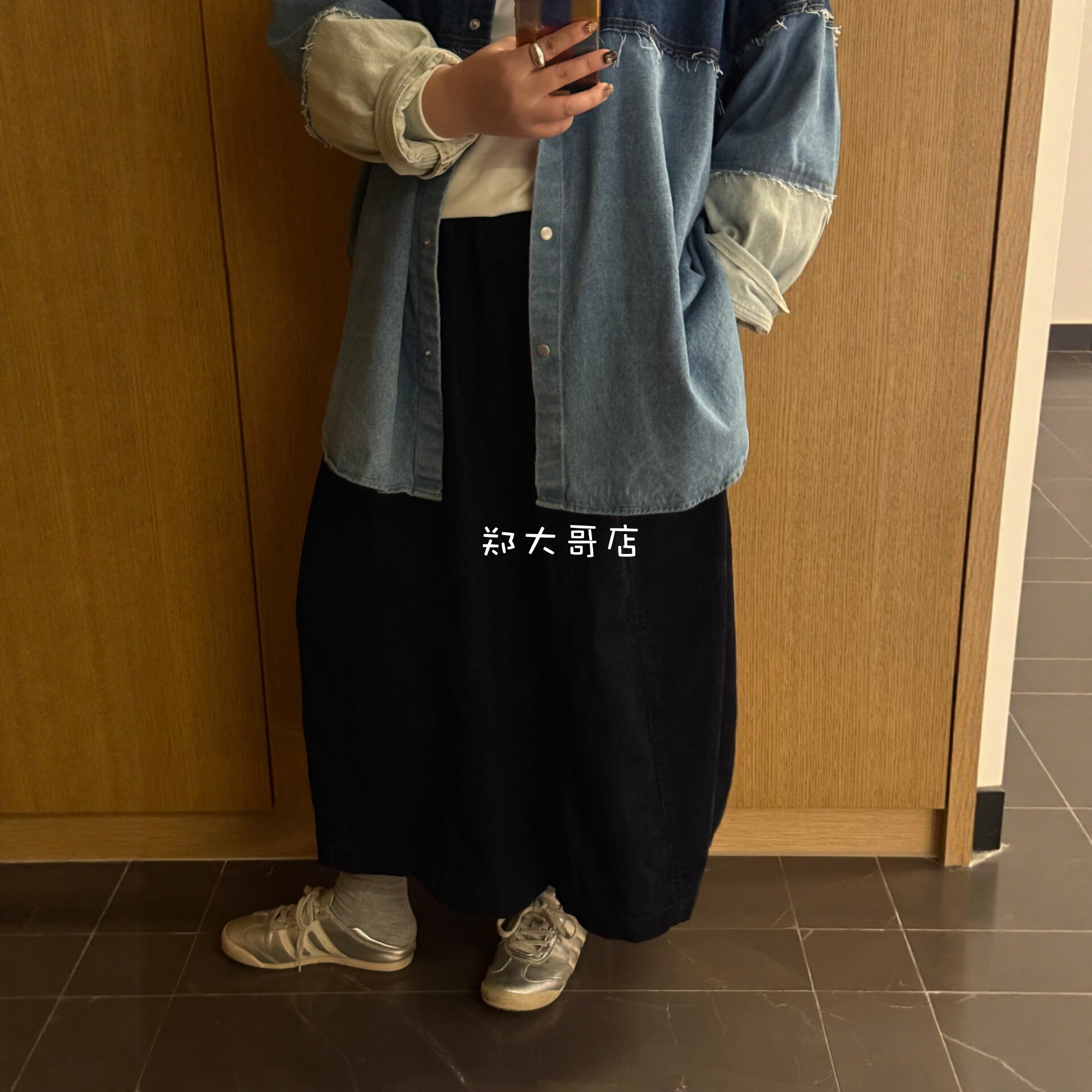 秋冬韩系松紧高腰纯棉灯芯绒条绒拼接立体气球灯笼裙中长裙子