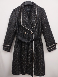 高级感法式 L码 小香风双排扣亮片夹棉厚款 毛呢大衣 IDOLE奕多