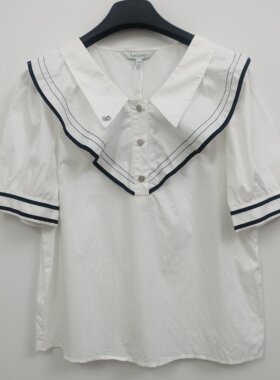LAGOGO拉谷谷 学院风减龄水手服设计船领宽松套头上衣 S码