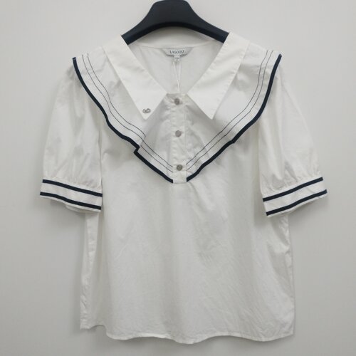 LAGOGO拉谷谷 学院风减龄水手服设计船领宽松套头上衣 S码