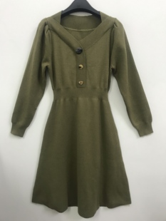 IDOLE奕多 法式气质高级感泡泡袖收腰显瘦厚款针织连衣裙 M码