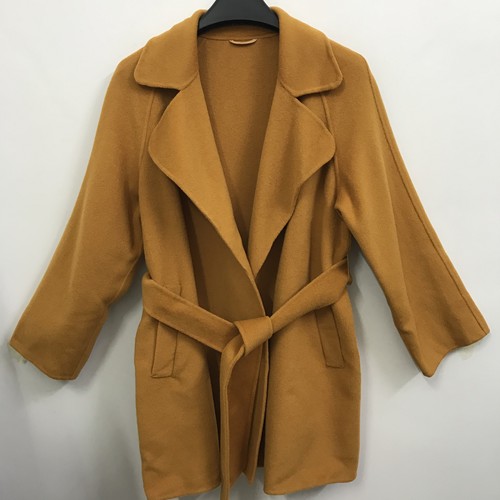 IDOLE奕多 绵羊毛 高级感开衫式宽松系带双面呢羊毛大衣外套 M码