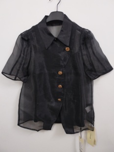 IDOLE奕多 气质通勤百搭设计感小众欧根纱短袖衬衫+吊带 S/XL码