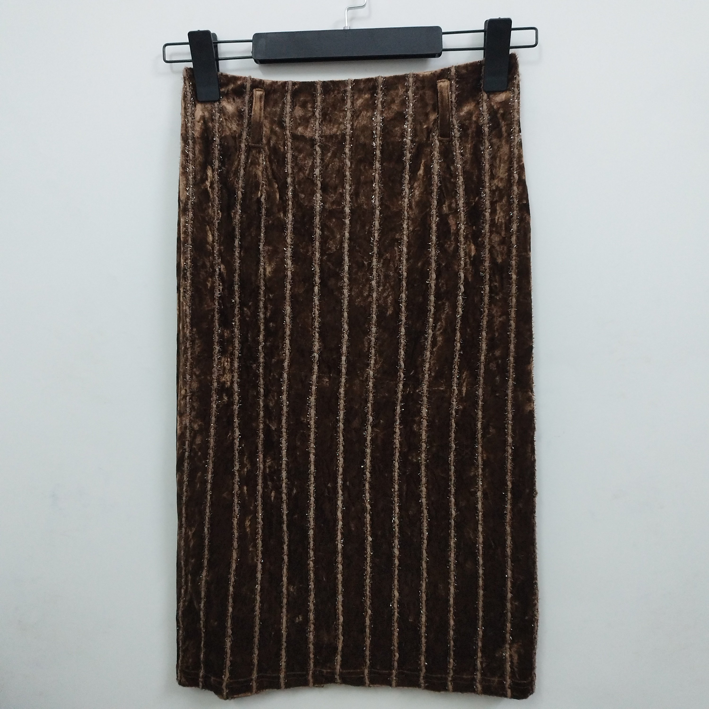 VELWIN蔚雯 高级感复古时尚丝绒包臀半身裙 后开叉 S码