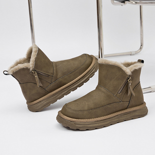 棉鞋 真皮防滑加厚纯羊毛保暖东北大码 2024冬季 皮毛一体雪地靴男款