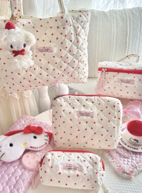 QueenJ Stuido 甜心心布艺包包系列大容量单肩包相机包笔袋化妆包