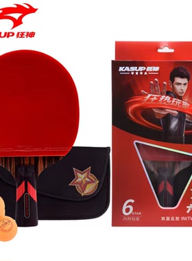 6星狂神乒乓球拍五六星级黑色短柄直拍双面反胶长柄横拍NL8166