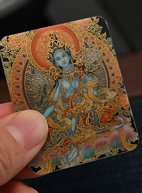 手绘粉彩描真金佛牌陶瓷吊坠守护生肖可定制所有老师画像景德镇