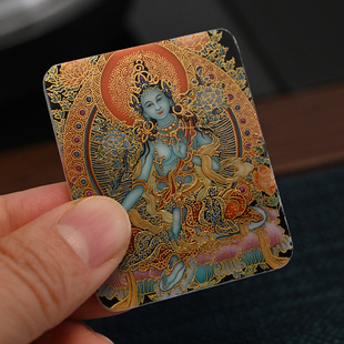 手绘粉彩描真金佛牌陶瓷吊坠守护生肖可定制所有老师画像景德镇