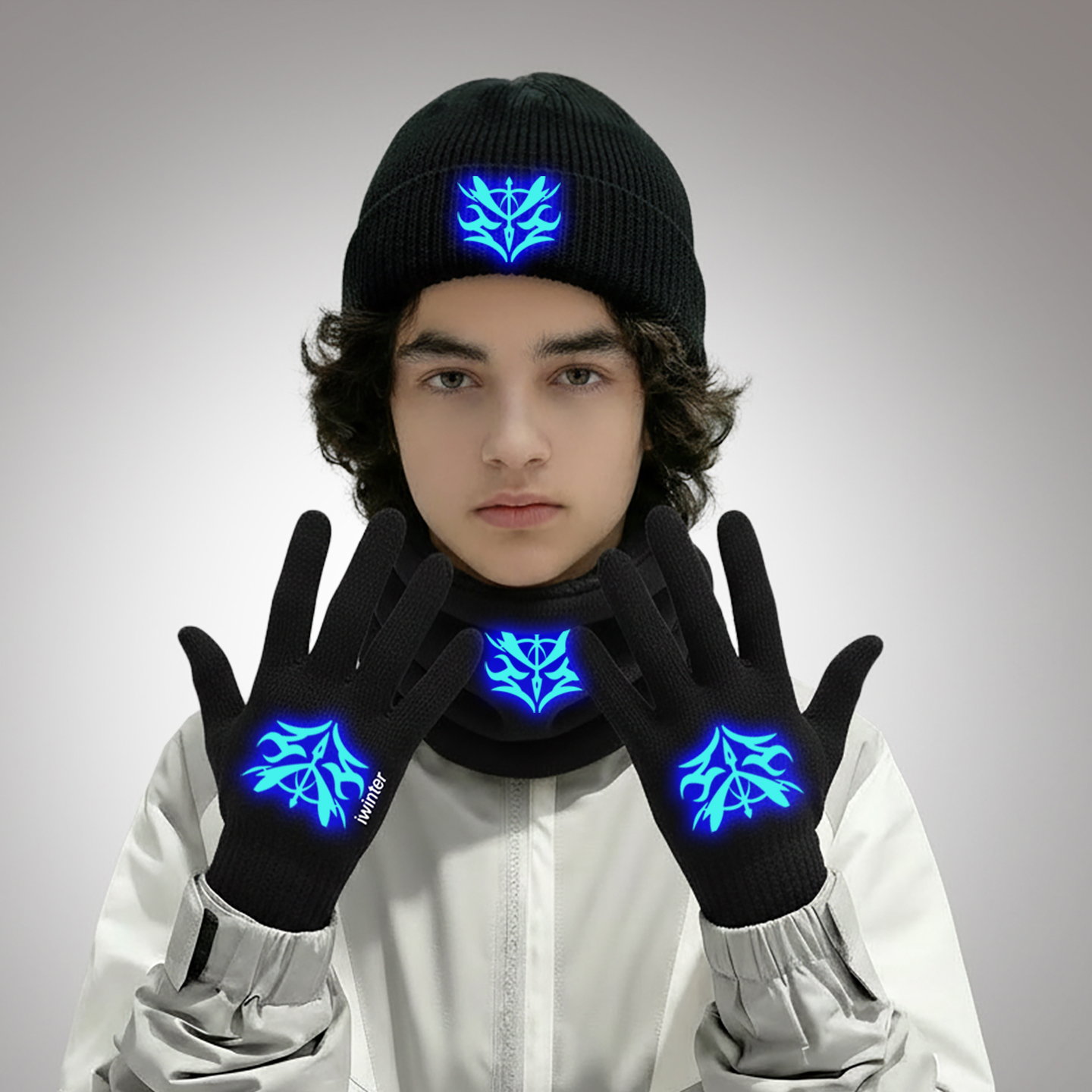 冬季保暖三件套男士户外夜光骑行