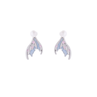 卡芙娜 气质耳饰轻奢夏天女士耳环批发 蓝色鱼尾珍珠耳钉滴油时尚