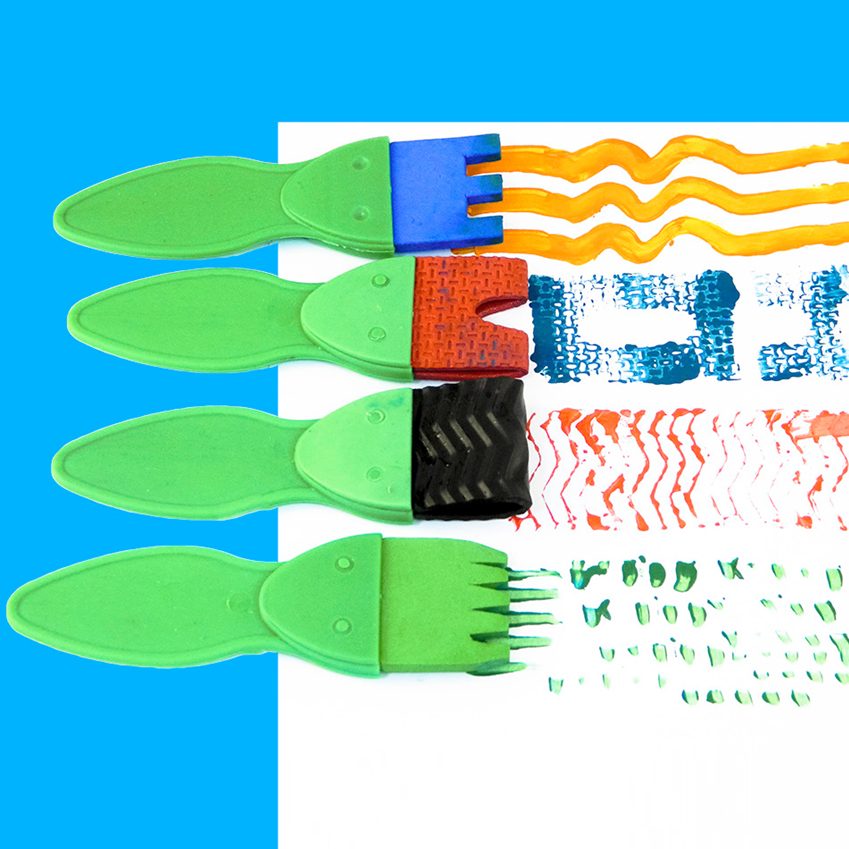 手柄笔刷4个 幼儿园美劳手工制作材料宝宝涂鸦创意diyEVA绘画刷3+