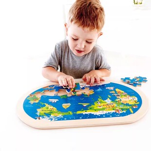 Hape 6岁游戏棋二合一立体益智男女孩儿童宝宝玩具 环游世界拼图3