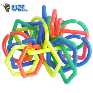 游思乐USL 逻辑连环扣几何连接扣小钢盔算盘珠幼儿童益智早教玩具