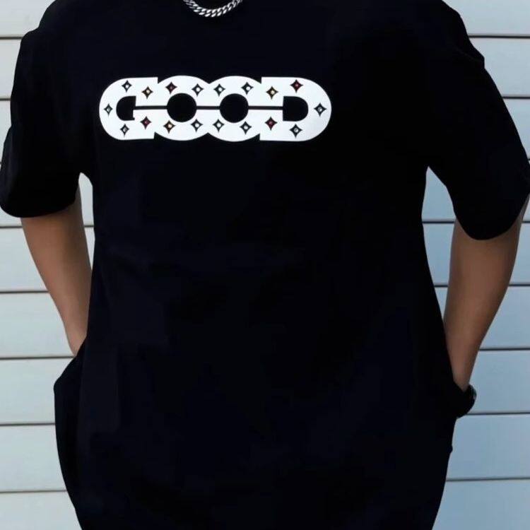 GOODBRAND朱志鑫同款24SS镂空LOGO彩钻印花短袖T恤宽松男女情侣款