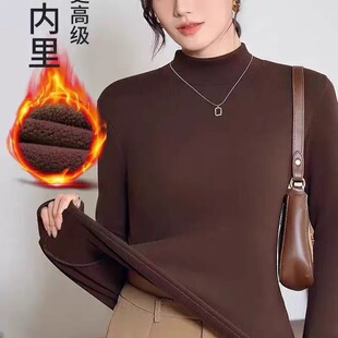 【玉米专享】高品羊绒蛋白糯米绒打底半高领蓄热加绒加厚内搭上衣