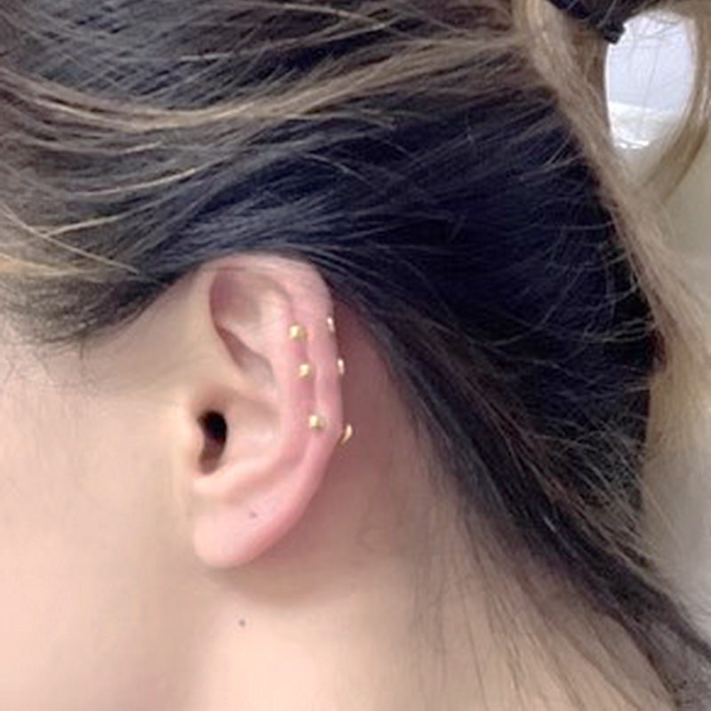 睡觉不用摘短针中针长针钛钢耳钉耳骨钉平底耳垂钉 螺丝扣小金豆