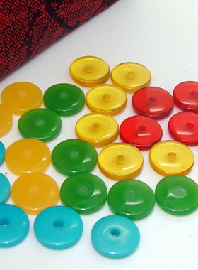 中东琥珀蜜蜡散珠/绿色蜜蜡隔珠手链单珠/DIY扁珠配珠8mm手串