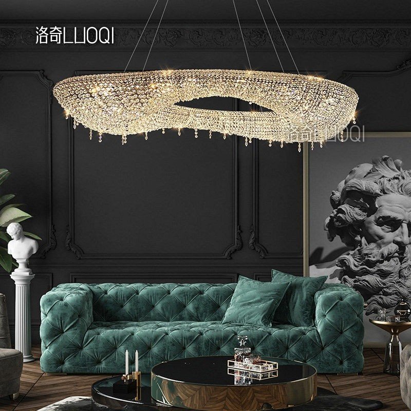 【洛奇】客厅水晶吊灯设计师轻奢高端别墅餐厅挑空复式楼大吊灯具,家装灯饰光源,客厅吊灯,淘宝优惠券,粉丝福利购,淘宝优惠卷