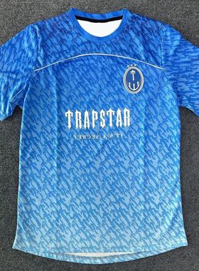 美式复古球衣Trapstar渐变色速干短袖男女情侣 ins运动潮牌足球服