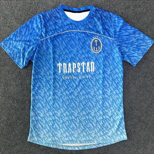 美式复古球衣Trapstar渐变色速干短袖男女情侣 ins运动潮牌足球服