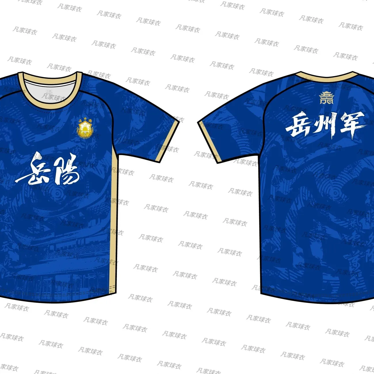 2025湖南湘超岳阳蓝球衣短袖运动T恤岳州军3D印花球迷服可定制服