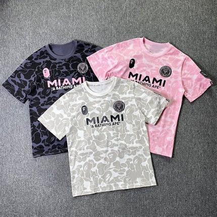 2025夏季新款迈阿密迷彩猿人头短袖T恤男女情侣装3D印花运动上衣