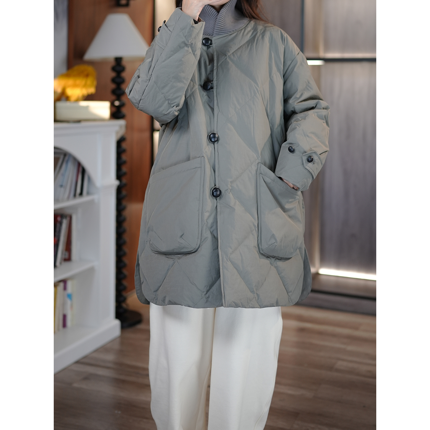 日系文艺95白鹅绒宽松廓形羽绒服