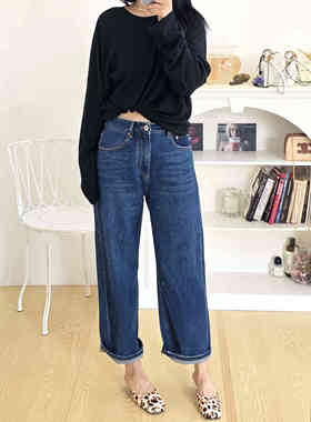 6号衣橱 l 上身体验感JU棒 日本洗水靛蓝小结构拼接宽松9分牛仔裤