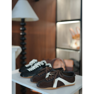 德训鞋 26春 小羊皮手工编织拼色系带平底休闲鞋 简约 6号衣橱