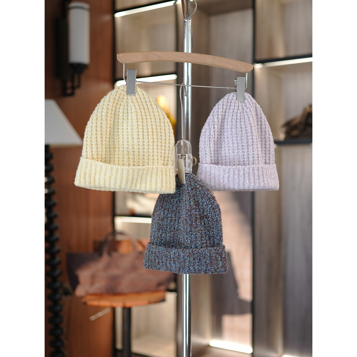 JCLP花纱山羊绒翻边针织帽冷帽