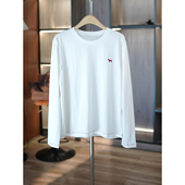 6号衣橱 T恤 舒适全棉小马线条刺绣白色宽松圆领长袖 马年xian定