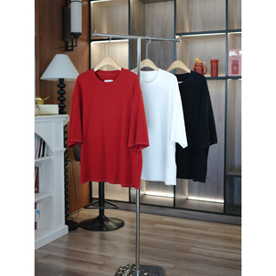 双面保暖德绒宽松廓形纯色圆领短袖 简约松驰百搭 T恤 6号衣橱