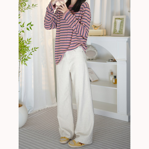 莱赛尔亚麻宽松直筒百搭牛仔裤