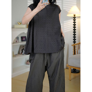 香云纱工艺柞蚕丝暗纹提花圆领无袖 6号衣橱 织音 简约怀旧 上衣