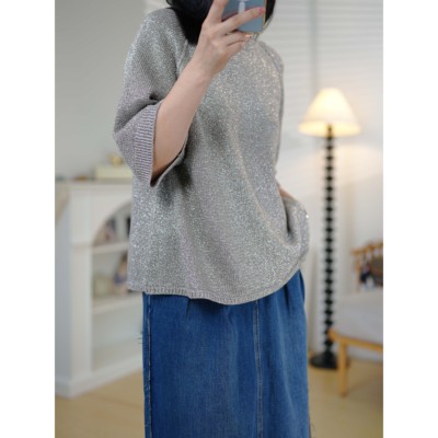 FrameFan意大利金葱纱针织短袖T