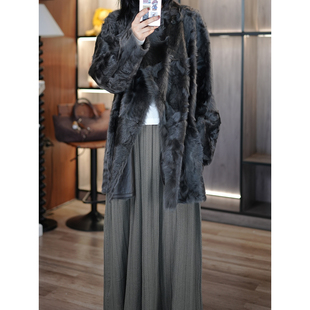 6号衣橱 l 松驰慵懒洋气小湖羊皮毛一体斜领宽松长款皮毛一体外套