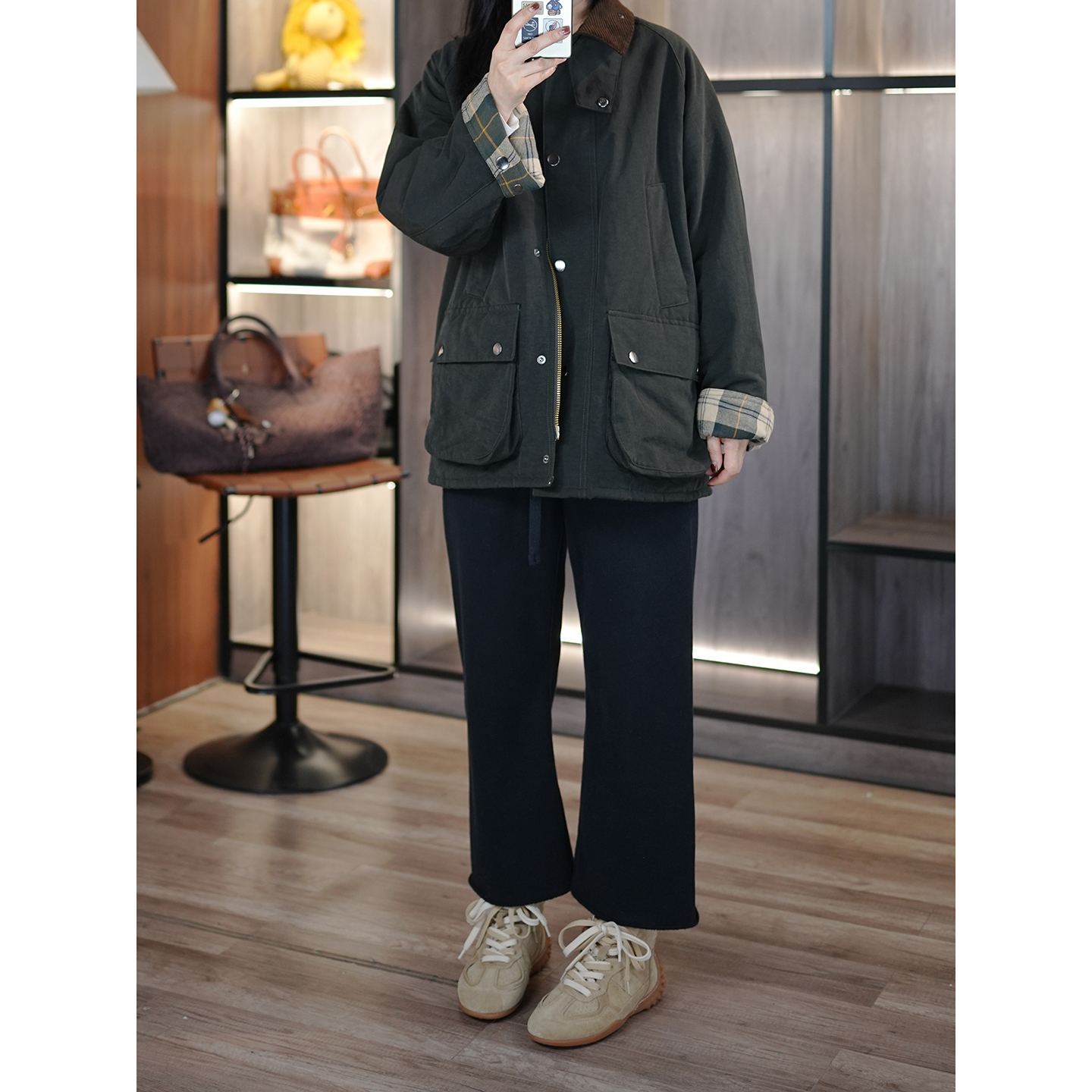 复古百搭防风夹棉宽松棉衣外套