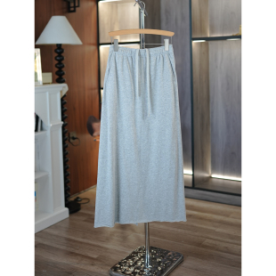 毛圈棉卷边后开衩松紧腰宽松H休闲半裙OK 简约松驰慵懒 6号衣橱