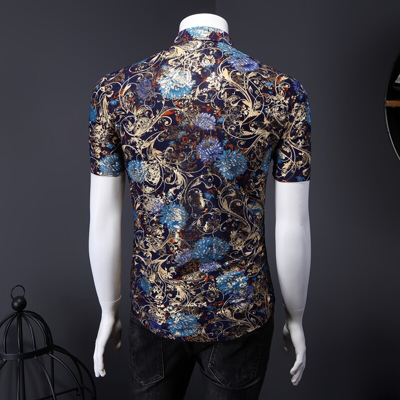 2022花衬衫大码衬衣沙滩涤衫弹力短袖9893P40M-7XL码假模图，男装衬衫，星座1106-1