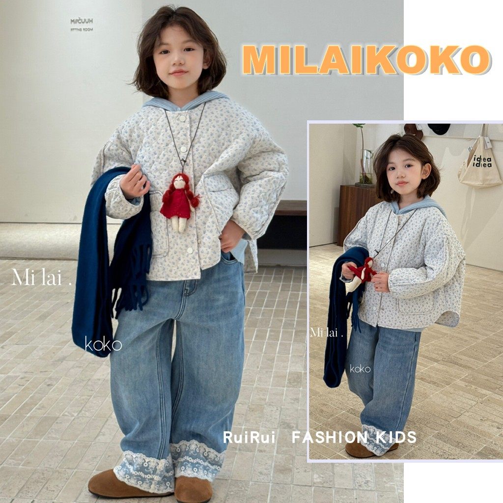 milaikoko米莱童装2025冬新款女童碎花夹棉外套187067毛衣牛仔裤,童装/婴儿装/亲子装,棉袄/棉服,淘宝优惠券,粉丝福利购,淘宝优惠卷