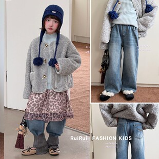 milaikoko米莱童装2026冬女童羊羔毛外套毛毛绒287081加绒牛仔裤