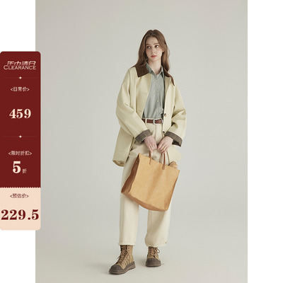 三十三【丹麦scenery】 方领拼接风衣外套女秋气质小个子短款上衣