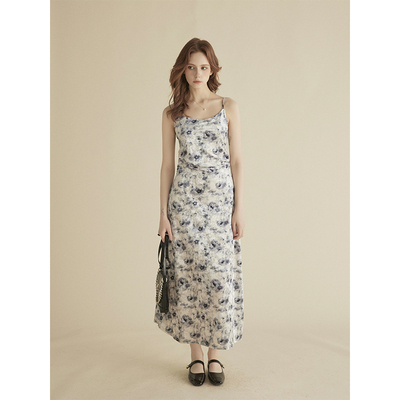 三十三可调节定染吊带连衣裙X型