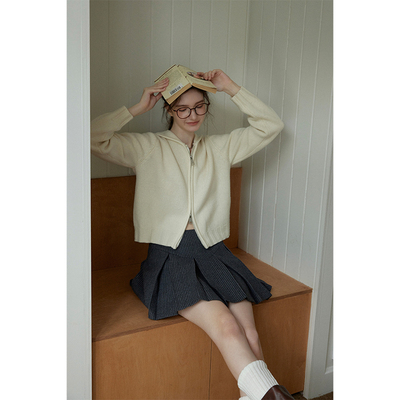 三十三 【Primary】纯色双开拉链针织开衫女2024秋季连帽毛衣外套