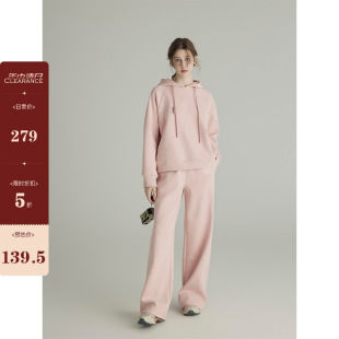 三十三【约恩学院】长袖连帽套头宽松卫衣女秋拖地阔腿裤运动套装