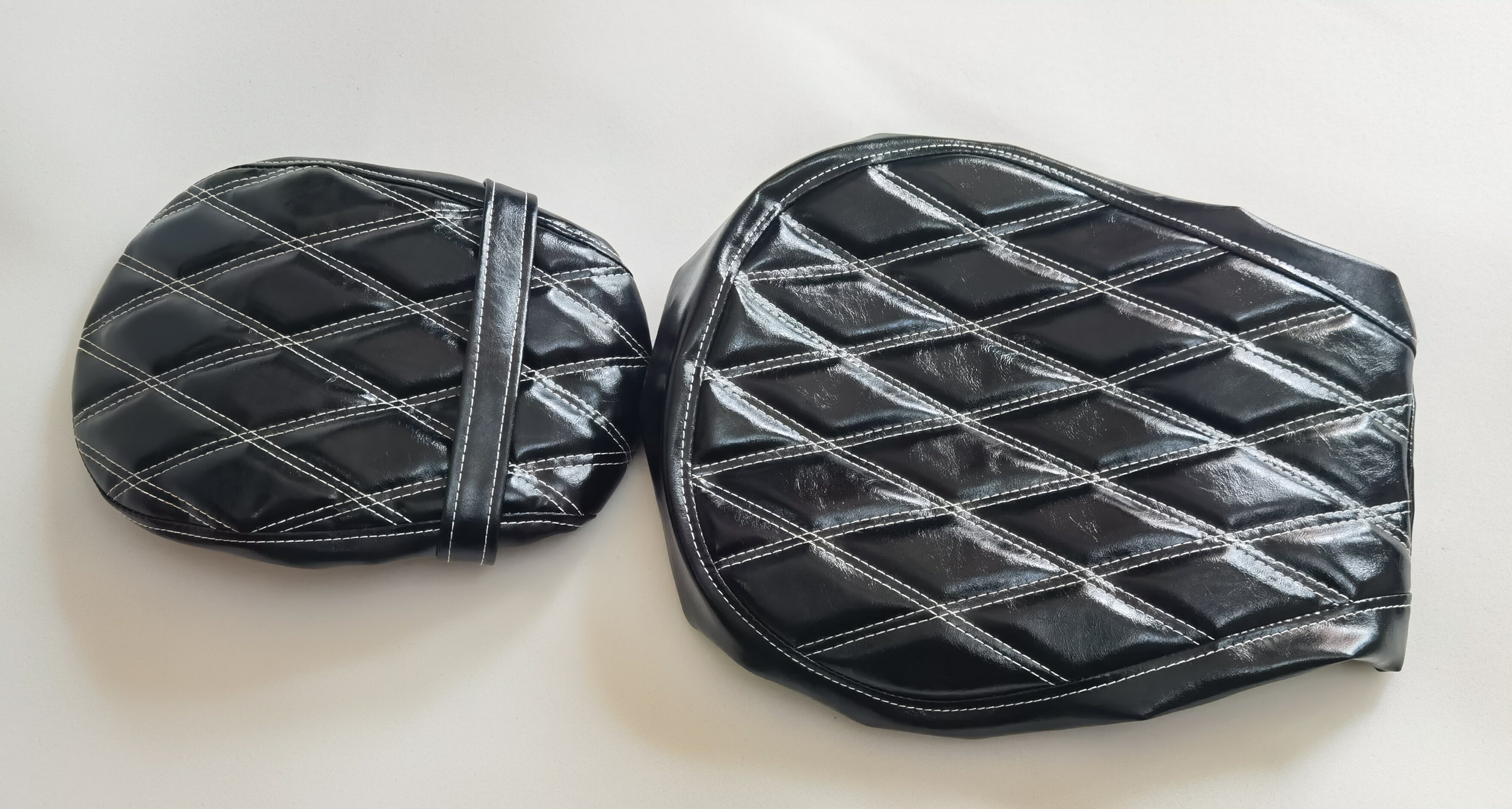 豪爵TR300坐垫皮 TR300改装双线格子款坐包皮 TR复古高级改装坐皮